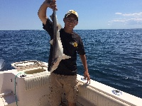 Great day catching my first bluefish down the cape 