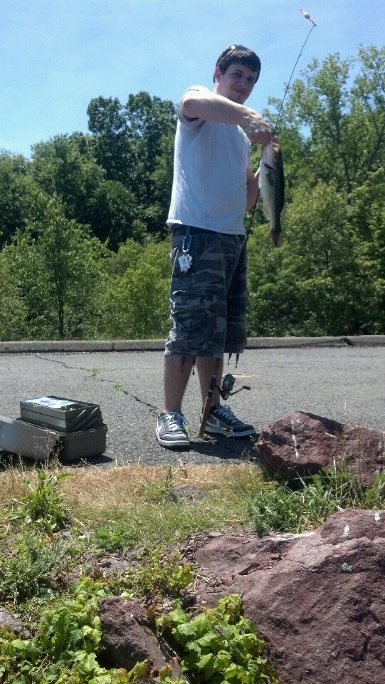 A friend of Mine with his 1st Larry of the day near Attleboro